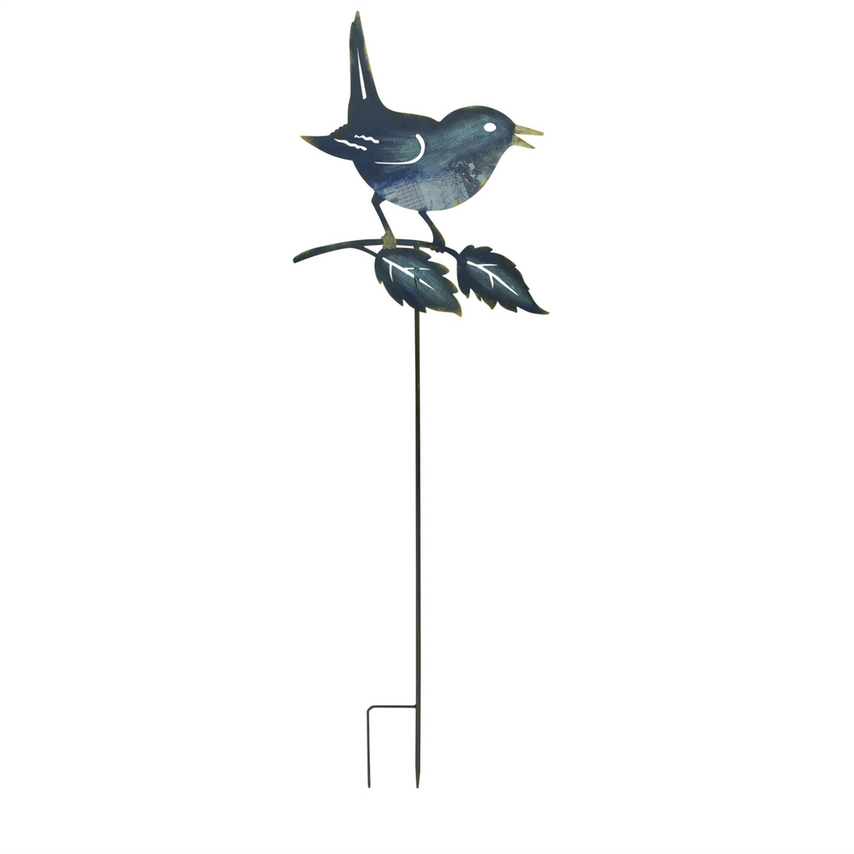 Iron Metal Cut Out Bird and Flower Garden Stake (Set of 2)