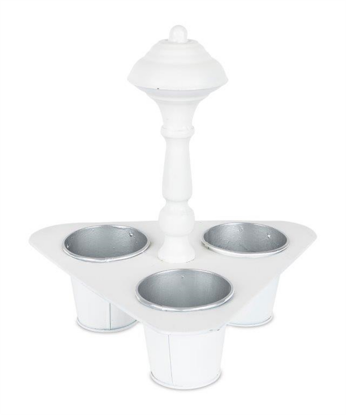 Metal Triple Pot Holder with Tin Planters 11"H