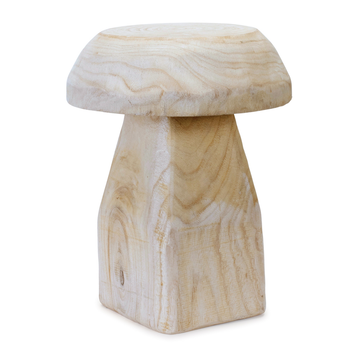 Wood Mushroom Stool 15.5"H